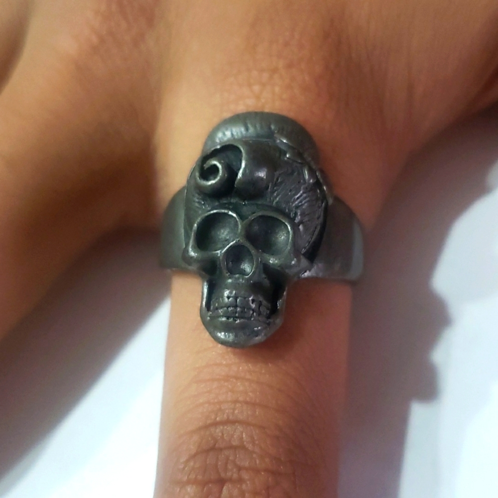 Fashion 925 Silver Ghost Bridal Skull Ring Men Rings Party Jewelry Gift Size 12